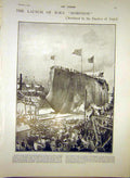 Original Old Antique Print Hms Dominion Ship Launch Duchess Argyll 1903 20th