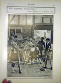 Original Old Antique Print Military Manoeuvres Troops Inn 1903 20th Century