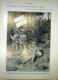 Original Old Antique Print Military Manoeuvres Signallers Troops 1903 20th