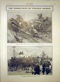 Original Old Antique Print Manoeuvres Italian German Battle Map 1903 20th