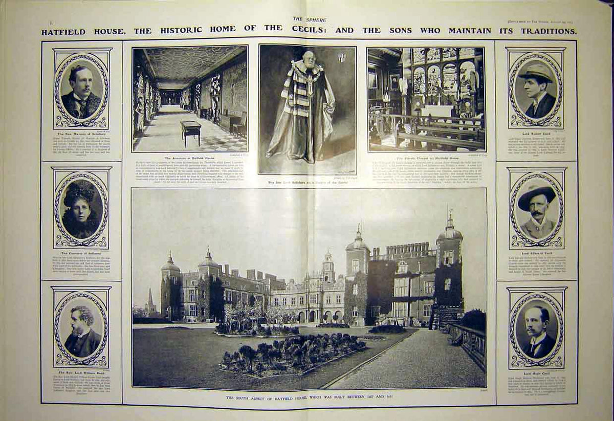 Original Old Antique Print Marquis Salisbury Watts Portait Hatfield Cecil 1903