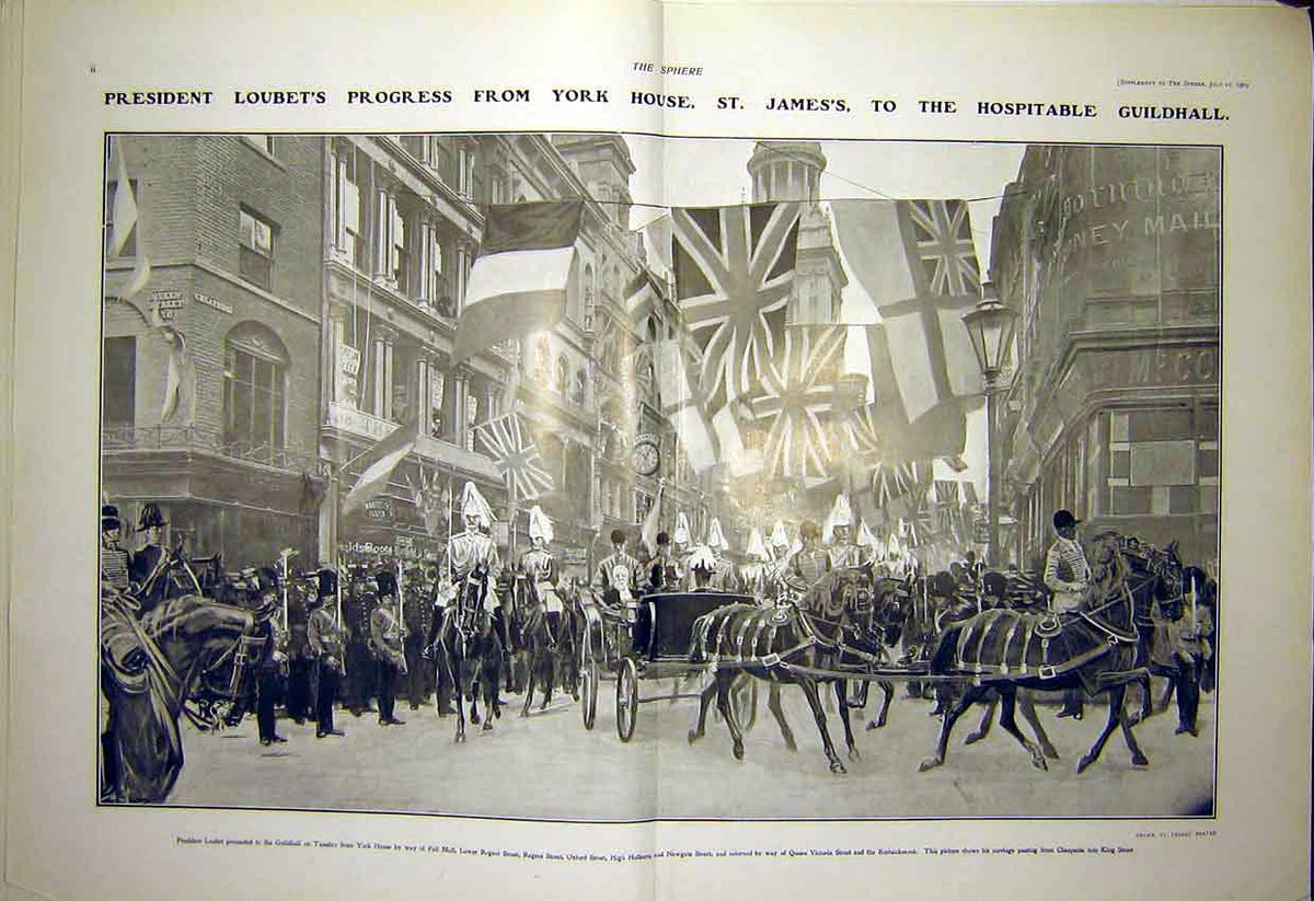 Original Old Antique Print Royal Visit Ireland Galway Dublin Paget College 1903