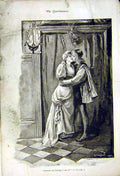 Original Old Antique Print Painting Crawford Salutation As You Like It 1892 19th