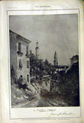 Original Old Antique Print Painting Hrh Comtesse De Flandres Town 1892 Victorian