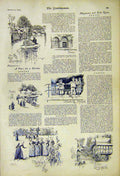 Old Antique Print Charity Girls Play Finisterre Holiday Dinan Saint 1892 19th