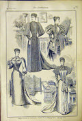 Original Old Antique Print Costumes Gentlewomen Ladies Fashion 1892 Victorian