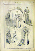 Original Old Antique Print French Fashion Paris Fillettes Ladies 1892 Victorian