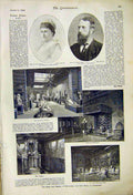 Old Antique Print Portrait Duchess Devonshire Duke Gallery Sculpture 1892 19th