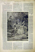 Original Old Antique Print Sylvan Toilet Painting Ladies Riverside Queen 1892