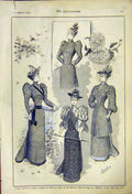 Original Old Antique Print Autumn Gowns Ladies Fashion Bradford Nicholson 1892