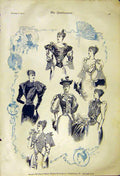 Original Old Antique Print Toilettes Ladies Fashion Robinsons Marshall 1892