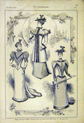 Original Old Antique Print Ladies Fashion Gowns Thomas Son Novelties Millinery