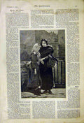 Original Old Antique Print Painting Orphans Queen Court News 1892 19th