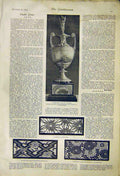 Original Old Antique Print Challenge Cup Australia Stencil Cuttings 1892 19th