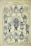 Original Old Antique Print Children Clothing Needlework Competition Frock 1892