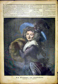 Original Old Antique Print Portrait Lady Woman Sleeve Fur Lebrun French 1892
