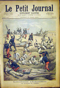 Original Old Antique Print Aubervilles Wounded Sier Battle French 1892 Victorian