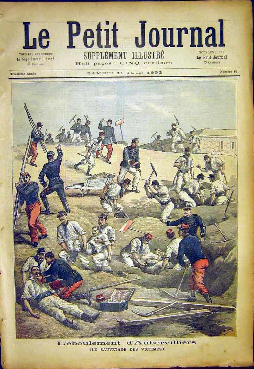 Original Old Antique Print Aubervilles Wounded Sier Battle French 1892 Victorian