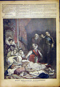 Original Old Antique Print Elizabeth Queen Death England French 1892 Victorian