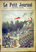 Original Old Antique Print Fete Peace Festival Concorde Paris French 1892 19th