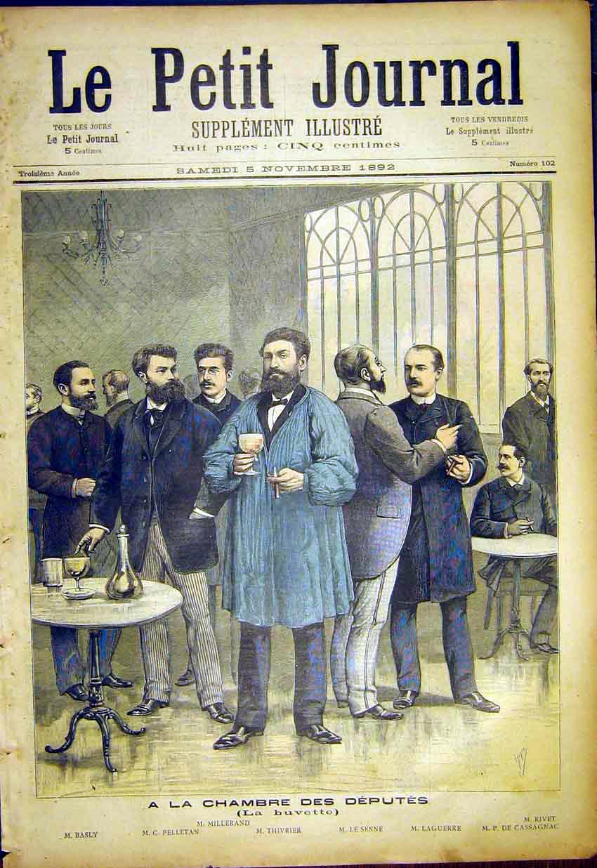 Original Old Antique Print Millerand Basly Pelletan Senne Laguerre Rivet 1892