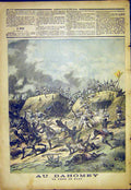 Original Old Antique Print Dahomey Kana Battle War French 1892 19th