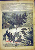 Original Old Antique Print Russian Invasion Bear French 1892 19th