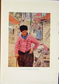 Original Old Vintage Print Color Dutch Fisherman Holland C1919 20th Century