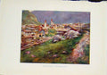 Original Old Vintage Print Goeschene Switzerland C1919 Color Fine Art 20th
