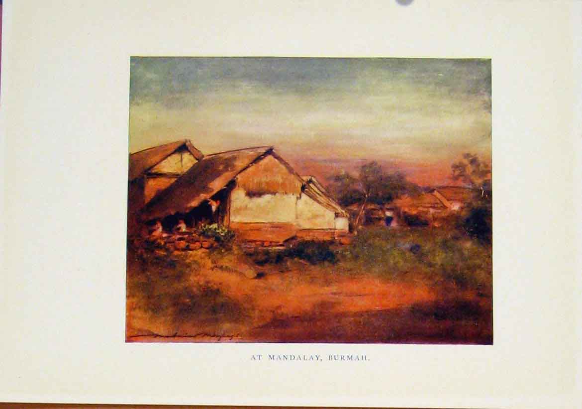 Original Old Vintage Print Color Fine Art Mandalay Burmah C1919 20th Century