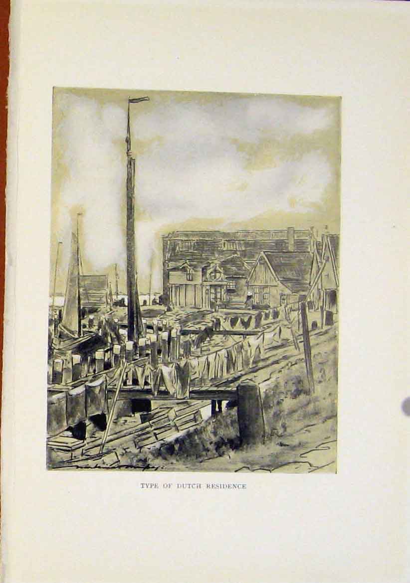 Original Old Vintage Print Sepia Style Art C1919 Sutch Residence 20th Century