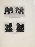 Original Old Vintage Print Lion Lacquered Wood Peking Blackwood C1950 20th