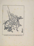 Original Old Vintage Print Lions Ren Hsun Fine Art Etching C1950 20th Century