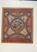 Original Old Antique Print Ceiling Longleat Color Fine Art By Crace 1906 20th