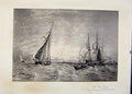 Original Old Antique Print Copley Balding Sea Piece Sail Boat Ocean 1906 20th