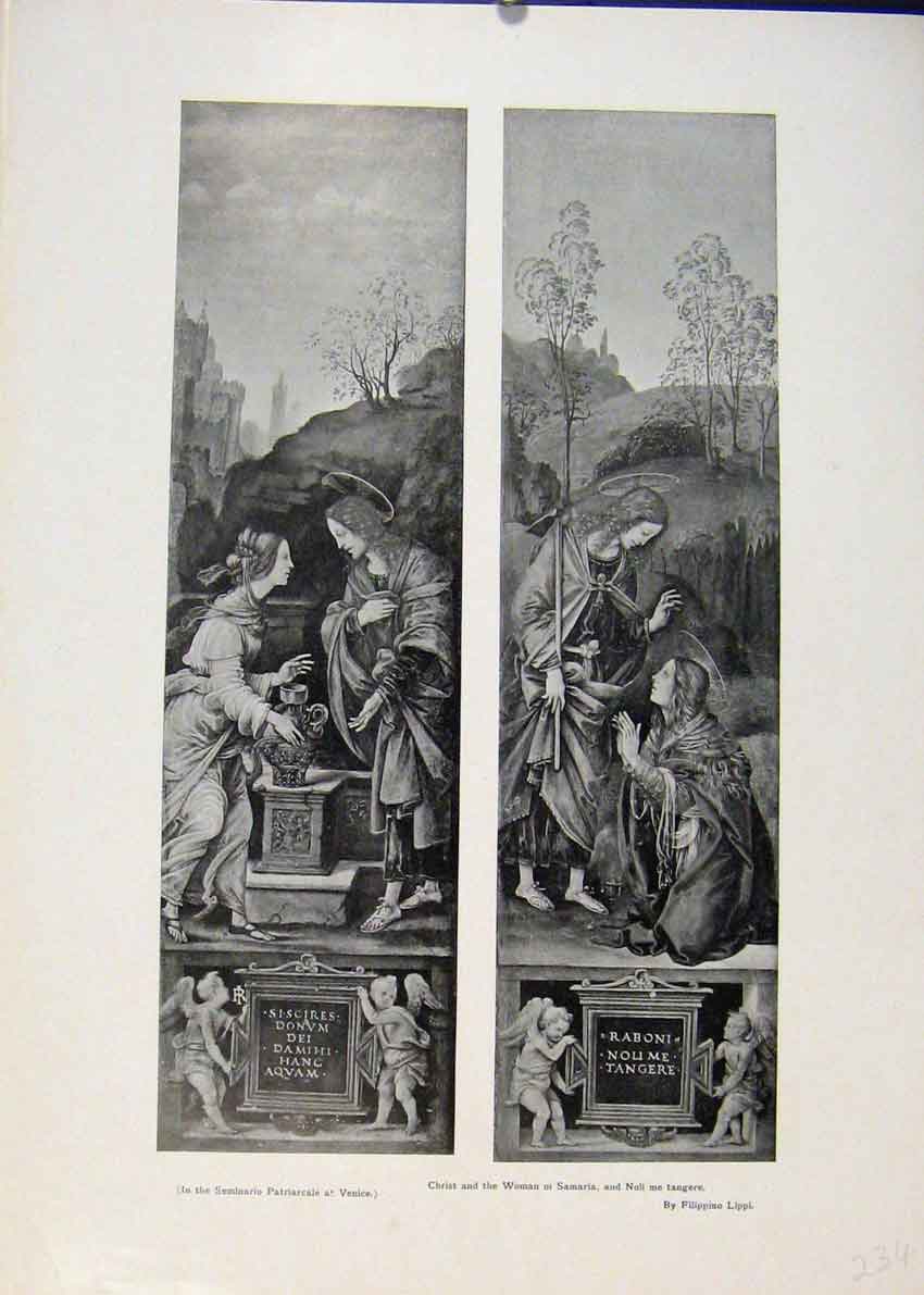 Old Antique Print Christ Woman Samaria Noli Tangere Filippino Lippi C1906 20th