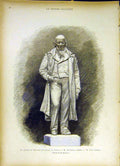 Original Old Antique Print Statue Beranger Temple Square Doublemard Yvon 1885