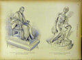 Original Old Antique Print Statue Voltaire Pigalle French Comedy 1885 Victorian
