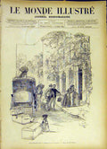 Original Old Antique Print Castle Vigilant Dog Guard Vogel French 1885 Victorian