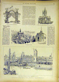 Original Old Antique Print Notre-Dame Dunes Dunkirk Procession France 1885 19th