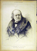 Original Old Antique Print Portrait Milne-Edwards Paris Vullier 1885 Victorian