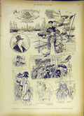 Original Old Antique Print Belgium Anvers Inauguration Quay Sketches 1885 19th