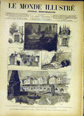 Original Old Antique Print Cemetery Paris France Clamart Picpus Lafayette 1885