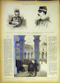 Old Antique Print Portrit Alphonse Spain Madrid People Royal Palace 1885 19th