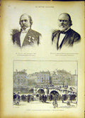 Original Old Antique Print Portrait Bouley Lorois Paris Pont-Neuf Seine 1885