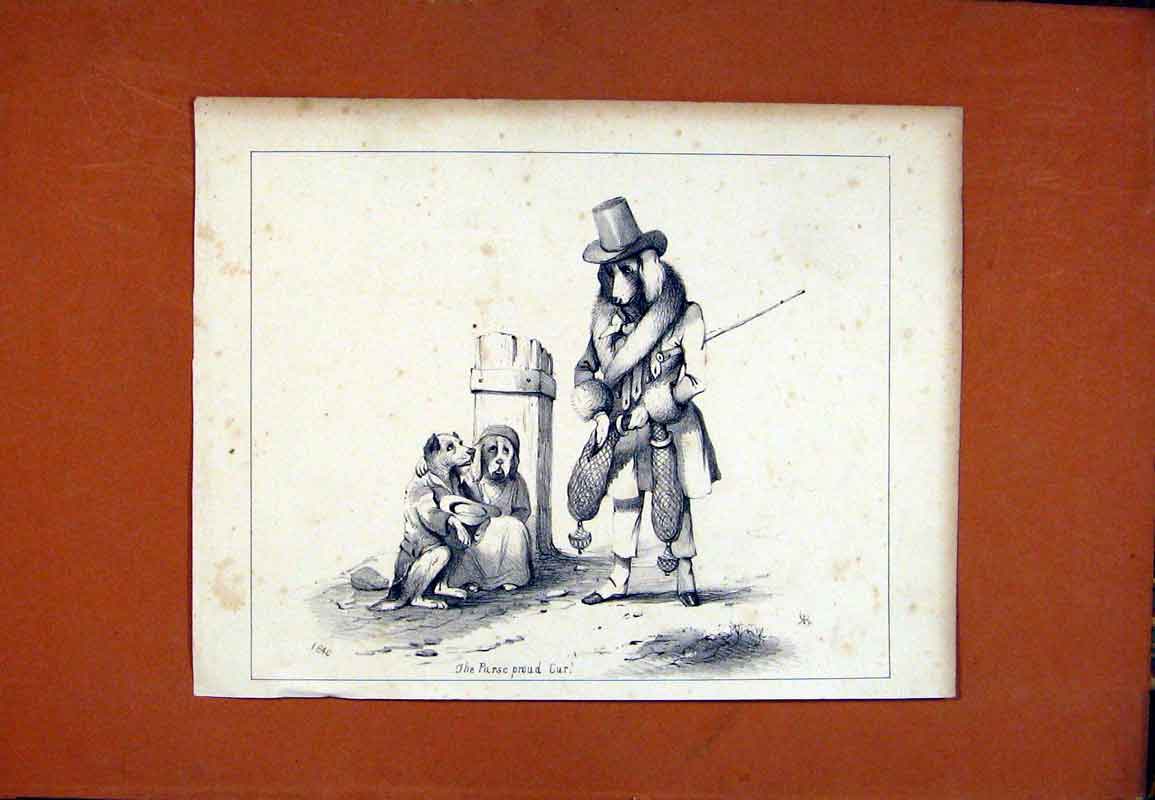 Original Old Antique Print Dog Hound Pet Sketch Drawing Fine Art C1831 19th