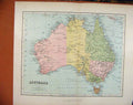 Original Old Antique Print Chambers Encyclopaedia C1888 Map Australasia 19th