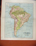 Original Old Antique Print South America Chambers Encyclopaedia