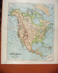 Original Old Antique Print North America C1888 Map Chambers Encyclopaedia 19th