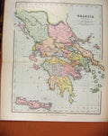 Original Old Antique Print Graecia Antiqua Chambers Encyclopaedia Map C1888 19th